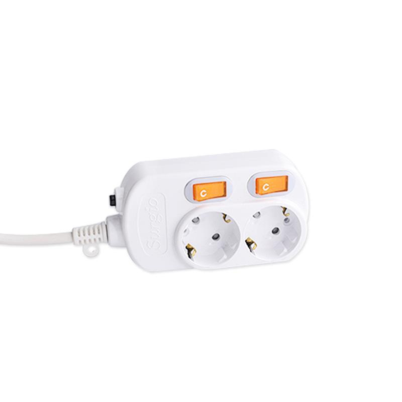 Niet-giftige en geurloze 2-verkooppunten EU-standaard socket met onafhankelijke schakelaar Niet-giftige en geurloze 2-verkooppunten EU-standaard socket met onafhankelijke schakelaar