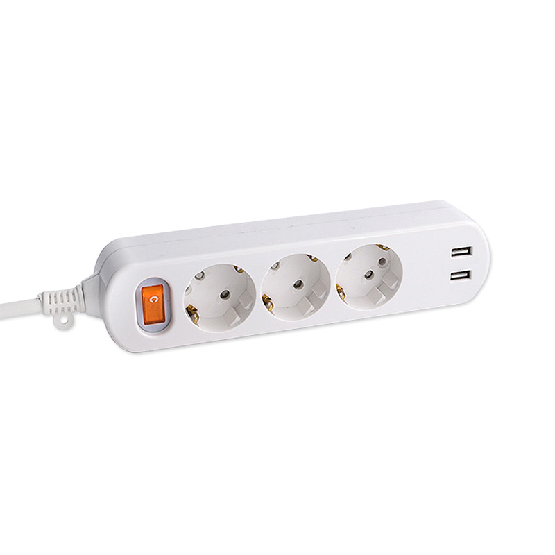 3 verkooppunten EU Standard Socket met 2 USB -poorten en 1 Master Switch 3 verkooppunten EU Standard Socket met 2 USB -poorten en 1 Master Switch