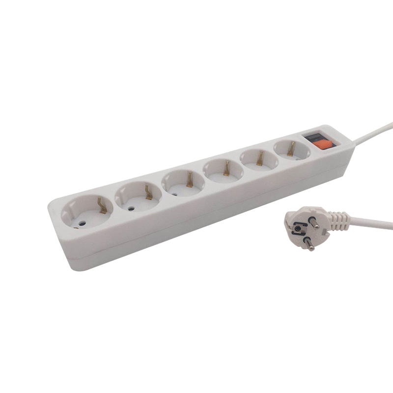 Thermisch isolerend PP -materiaal 6 Uitschakels EU Standard Socket Thermisch isolerend PP -materiaal 6 Uitschakels EU Standard Socket